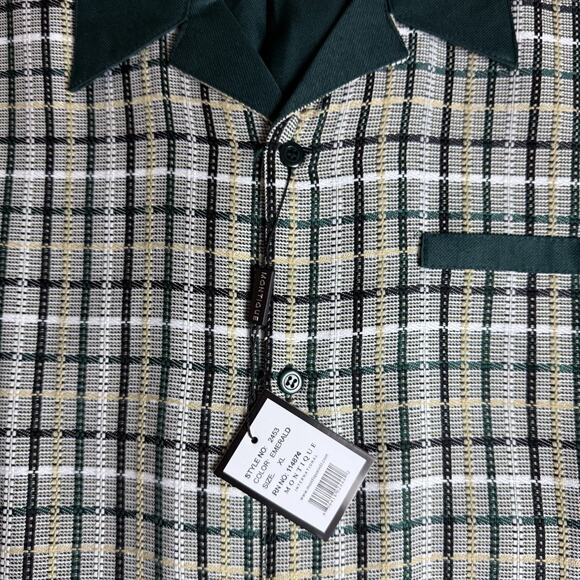 NWT Montique‎ Travel Line Shirt Mens L 42 Green Plaid Long Sleeve Button Down - Picture 3 of 9